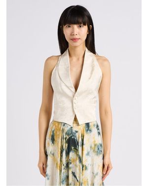 Mes Demoiselles Gilet De Costume Dos Nu Satiné Femme - Blanc