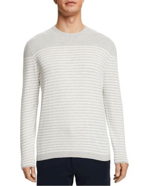 Esprit Pull Col Rond En Coton Rayé - Blanc