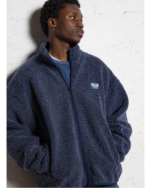 American Vintage Veste Col Montant En Sherpa - Bleu