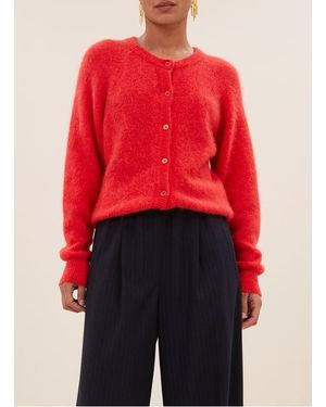 By-Bar Cardigan Cl Rond En Laine Mélangée Femme - Rouge