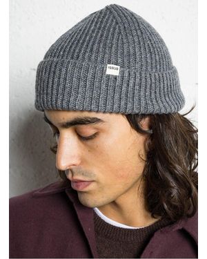 Solid Bonnet Uni À Revers En Maille - Gris