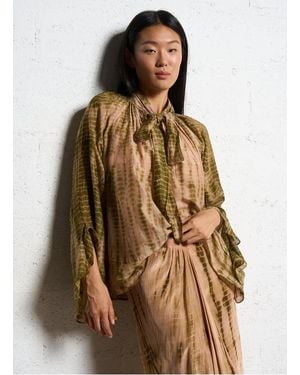 Mes Demoiselles Blouse Col Lavallière En Coton Et En Soie Mélangés Femme - Marron