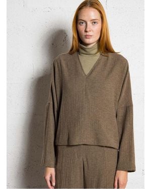 MASSCOB Top Ample Col V Femme - Neutre