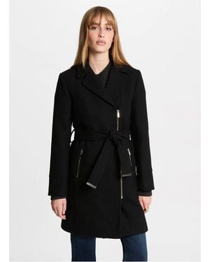 Morgan Manteau Col Tailleur En Laine Mélangée Femme - Noir