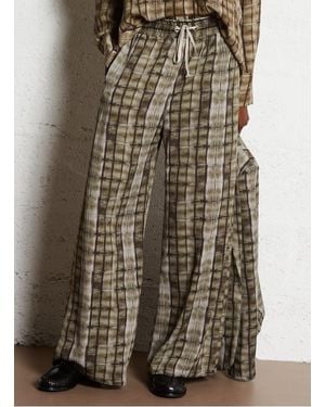 Please Pantalon Large Imprimé Femme - Marron
