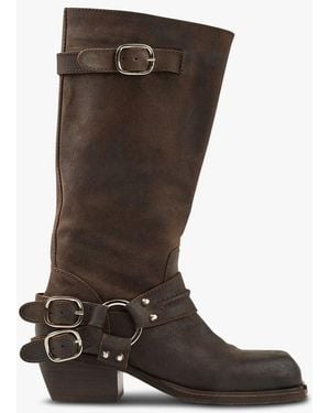 Sandro Bottes En Cuir Femme - Marron