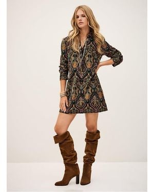 Ba&sh Robe Courte Manches Longues Imprimée Femme - Multicolore