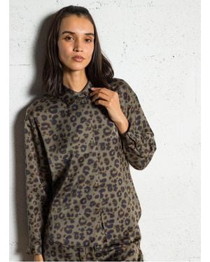 Ba&sh Chemise Ample Boutonnée À Imprimé Léopard Femme - Gris