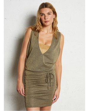 Beliza Robe Courte Col V Pailletée Femme - Vert