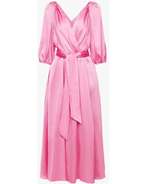 Esprit Robe Midi Cache Coeur Satinée Femme - Rose
