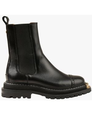 Sandro Bottines Chelsea À Détail Métallique En Cuir Femme - Noir