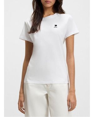 BOSS Tee-Shirt Col Rond En Coton Femme - Blanc
