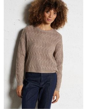 IKKS Pull Ample Col Rond En Maille Ajourée Femme - Neutre