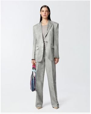 Pinko Pantalon Large Élégant En Satin Délavé Femme - Gris