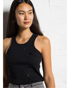 Liu Jo Débardeur Col Rond En Coton Mélangé Femme - Noir