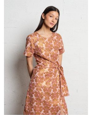 La Petite Etoile Robe Midi Col Rond En Coton Mélangé Femme - Métallisé