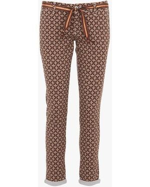 Please Pantalon Chino En Coton Mélangé Femme - Marron