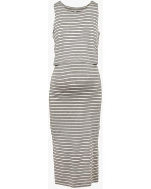 Seraphine Robe Midi De Grossesse Rayée Femme - Blanc