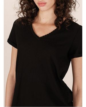 Grace Et Mila Tee-Shirt Col V En Coton Mélangé Femme - Noir