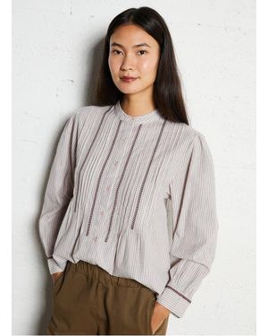 Hod Paris Chemise Rayée En Coton Col Rond Femme - Rose