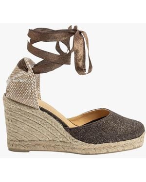 Castañer Espadrilles Compensées En Lin Et Coton Femme - Métallisé