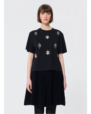 Tara Jarmon Top Droit Col Rond En Coton Femme - Noir