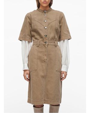 ROUGE EDIT Robe Cintrée Col Mao En Coton Femme - Neutre