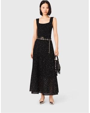 Maje Robe Longue Col Rond À Sequins Femme - Noir