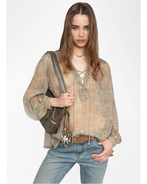 Zadig & Voltaire Blouse Col V En Coton Mélangé Femme - Neutre