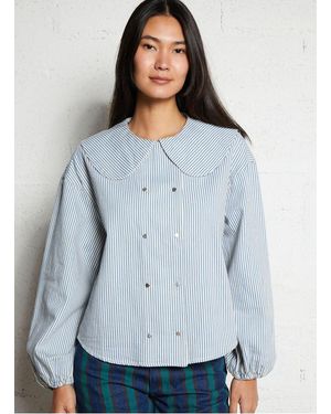 The Tiny Big Sister Chemise Ample Col Claudine En Coton Femme - Bleu