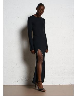 From Future Robe Longue Col Rond En Laine Femme - Noir