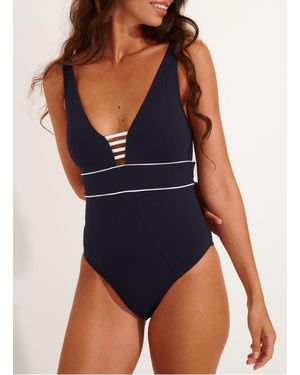 Livia Maillot De Bain 1 Pièce À Décolleté - Bleu
