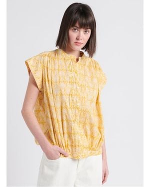 Attic And Barn Chemise Ample Col Mao En Coton Femme - Métallisé