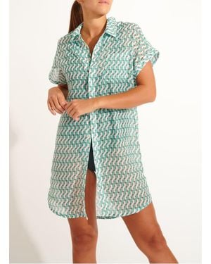 Livia Robe Courte Droite Col Classique Femme - Bleu