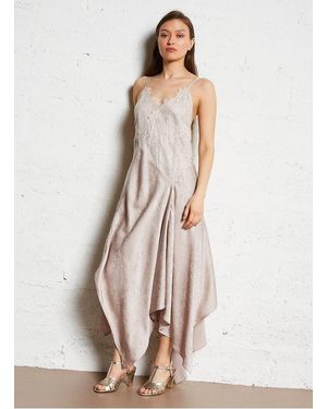 Mes Demoiselles Robe Midi Col V En Dentelle Femme - Neutre