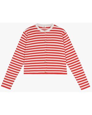 An'ge Cardigan Boutonné À Rayures Femme - Rouge