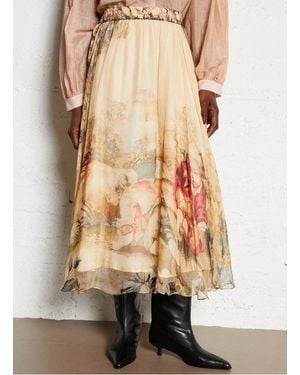 Mes Demoiselles Jupe Midi Évasée Imprimée Femme - Neutre