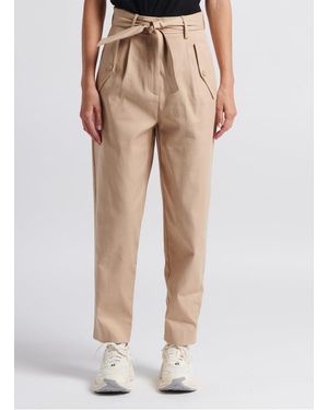 Max Mara Pantalon Carotte Taille Haute Femme - Neutre