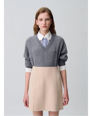 Claudie Pierlot Jupe Courte En Laine Mélangée Femme - Neutre