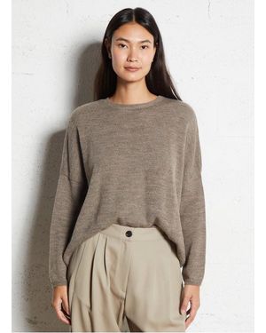 MASSCOB Pull Oversize Col Rond En Alpaga Mélangé Femme - Marron