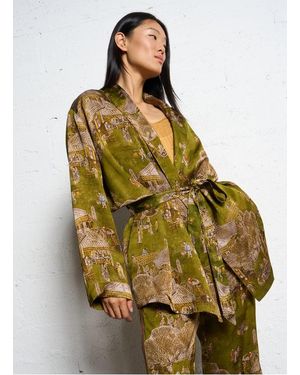 Mes Demoiselles Veste Kimono Imprimée Femme - Vert
