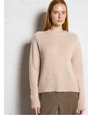 MASSCOB Pull Droit Col Rond En Mohair Et Soie Femme - Neutre