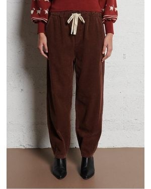 Emile Et Ida Pantalon Large En Velours Côtelé Femme - Marron