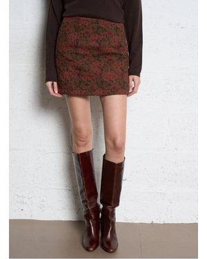 The Korner Jupe Courte Droite Matelassée En Coton Femme - Marron