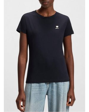 BOSS Tee-Shirt Col Rond En Coton Femme - Bleu
