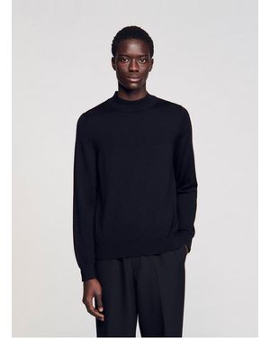 Sandro Pull Col Montant En Laine - Bleu