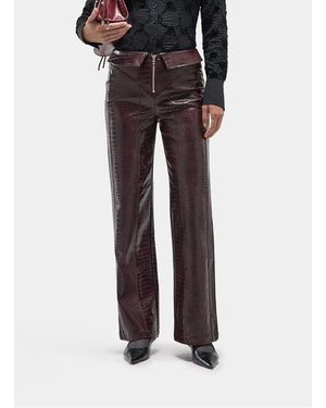 laagam Pantalon Droit Effet Cuir Femme - Noir