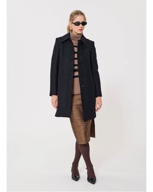 Tara Jarmon Manteau Droit Col Classique En Laine Mélangée Femme - Bleu