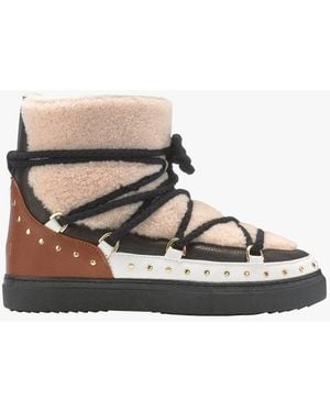 Inuikii Bottines Fourrées Bi Matière À Clous Femme - Neutre