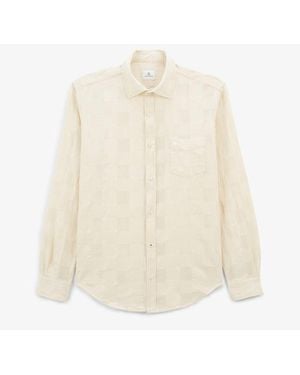 Serge Blanco Chemise Manches Longues Jacquard À Carreaux - Blanc